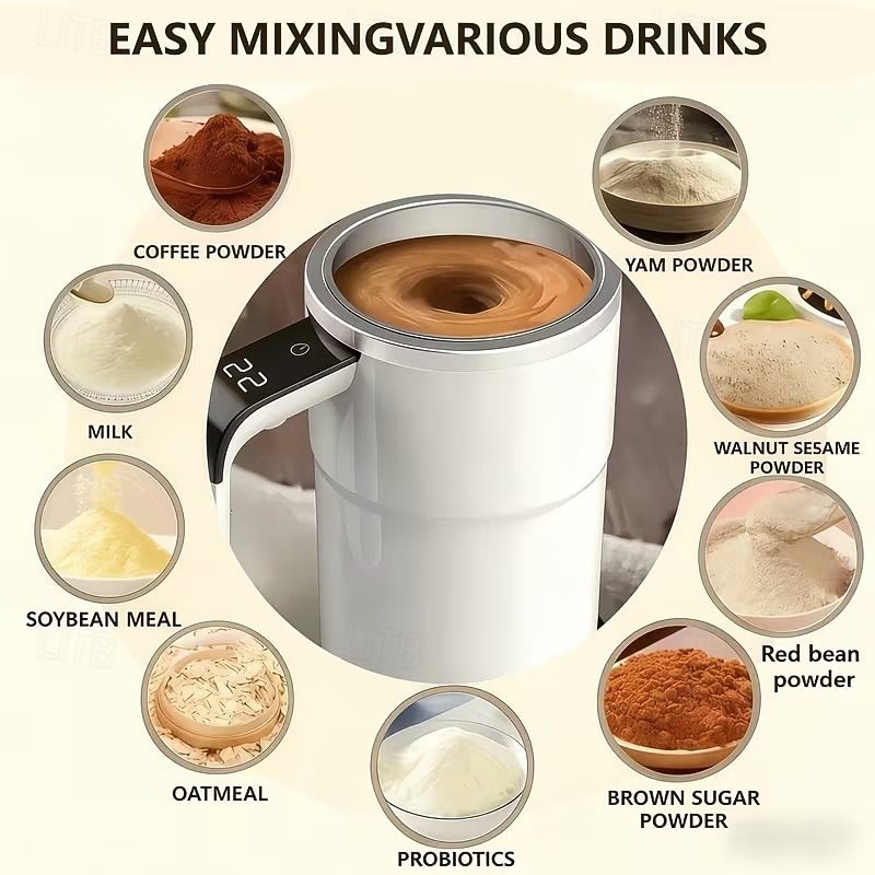 Elektrisk kaffekrus med LED-temperaturdisplay - betjening med ett trykk, 304 rustfritt stål, egnet for blanding av kaffe, melk, te og blandede drikker, ideell for kontor, hjem &utendørs reisebruk 2026 - $20.99 –P12