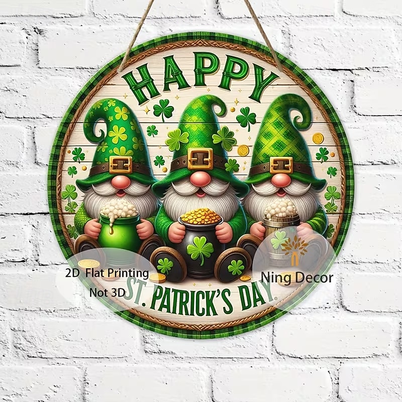 St Patrick's Day Leprechaun Wooden Welcome Sign (7.87 Inches X 7.87 Inches) - Festive Shamrock And Golden Pot Design Versatile Indoor/Outdoor Decoration 2026 - $12.49 –P1