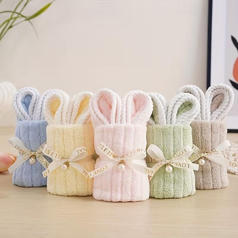 5-pack handdukar med påskharemotiv, mjuka och absorberande handdukar med kaninmotiv, perfekt present till kök och badrum, bröllop, födelsedagar, alla hjärtans dag, jul och påsk för hemmabruk. 2026 - $15.99 –P7