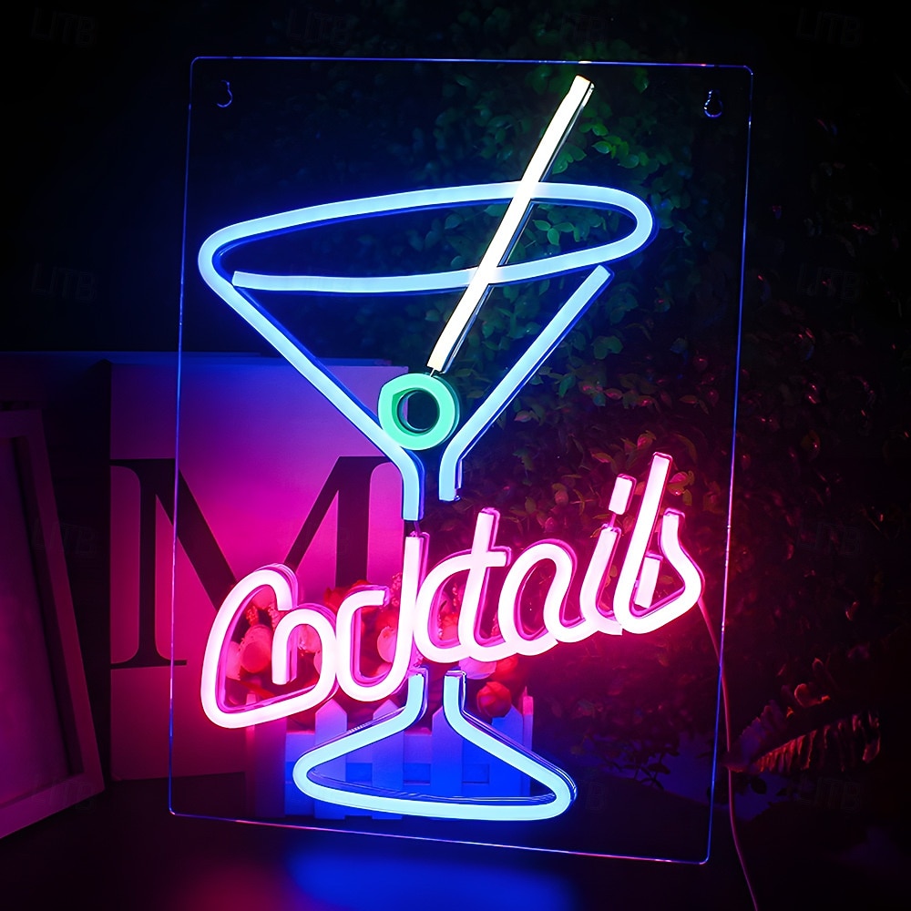 koktélok neonreklám faldekorációhoz bárhoz LED tábla szabályozható usb-s beltéri hálószobába nappaliba étterembe otthoni bár parti pub éjszakai klub férfi barlang bisztró fali dekorációs lámpák 2026 - $26.99 –P4