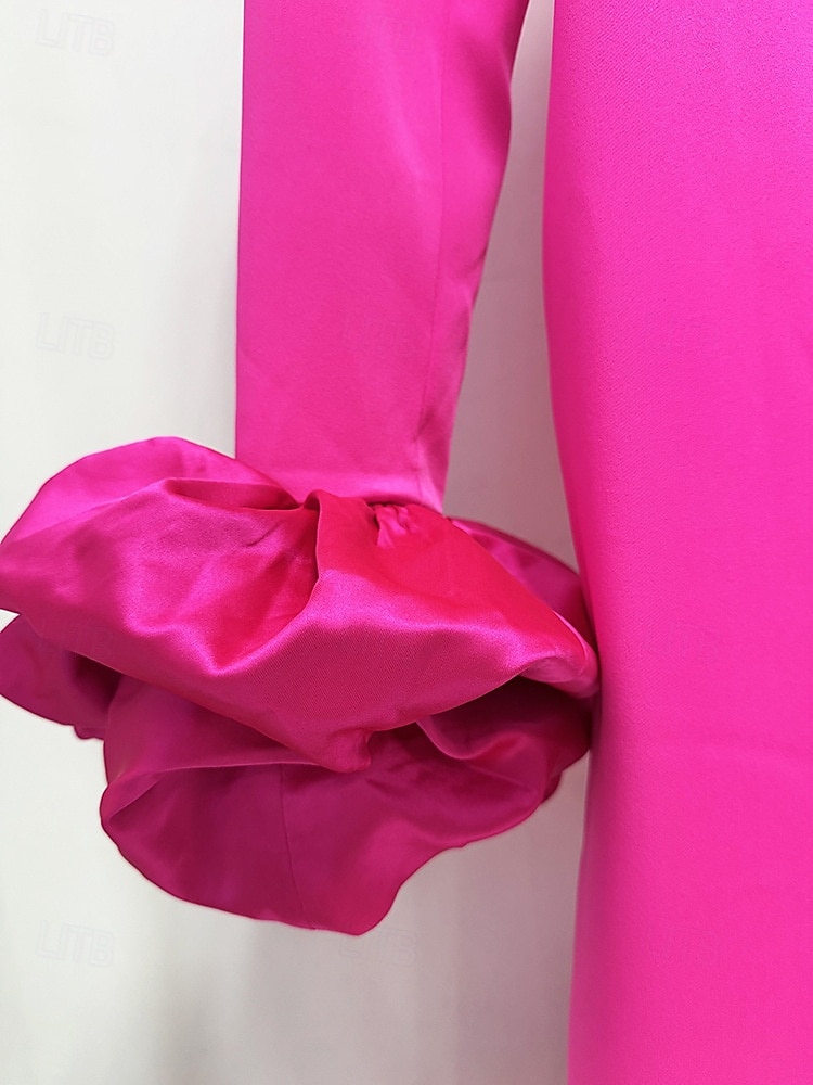 Abito da invitata di matrimonio a colonna di lunghezza fino al pavimento Abiti formali Abito da sera Abito per la madre della sposa a maniche lunghe scollatura alta elegante vintage formale con fiore del 2026 a $137.99 –P6