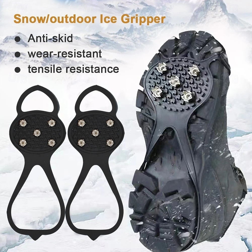 1 Pair 5 Studs Crampons For Snow And Ice Anti-Skid Shoe Spikes Anti-slip Covers For Shoes Climbing Cleats Crampons Strong Grip 2026 - $11.99 –P1