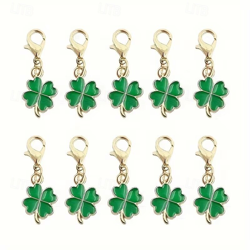 12 قطعة من سلاسل مفاتيح معدنية على شكل نبتة البرسيم الخضراء بمناسبة عيد القديس باتريك، مزودة بمشبك على شكل مخلب الكركند، وهي هدايا أساسية لحفلات التخرج وحفلات الزفاف وتزيينات الأعياد. 2026 - $10.99 –P1
