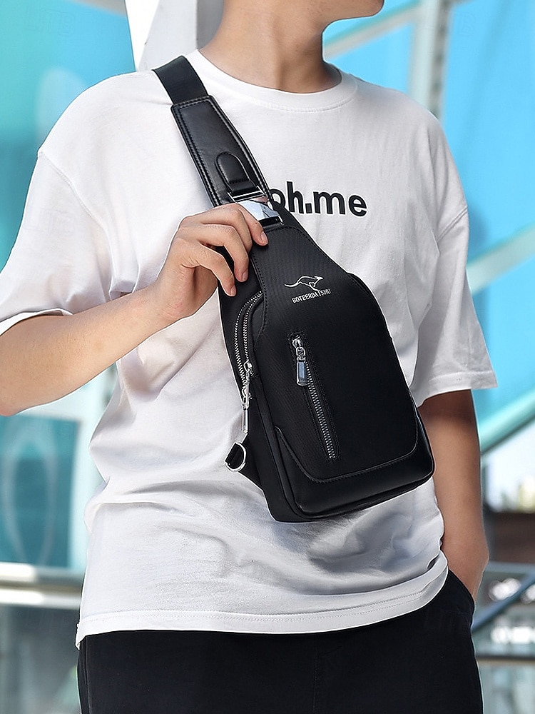 2026年 男性用防水オックスフォード布製スリングバッグ、USB充電ポート付き、多用途、複数の色展開、カジュアルやアウトドアでの使用に最適  コレクション – $24.99 –P3