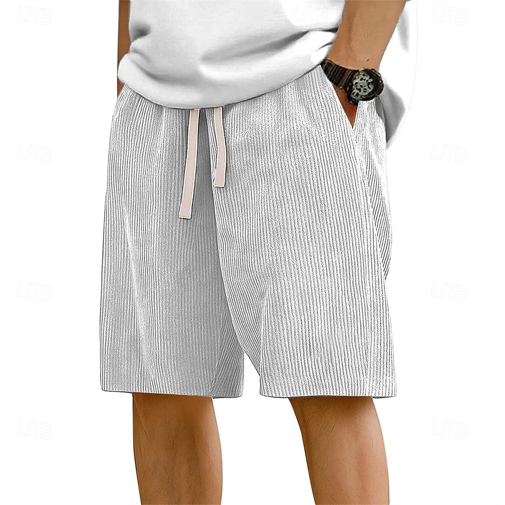 Per uomo Pantaloncini Estivi Shorts da Spiaggia Pantaloncini casual Pantaloncini di velluto a coste Coulisse Elastico in vita Tinta unica Comodità Lunghezza al ginocchio Quotidiano All'aperto del 2026 a $17.99 –P2