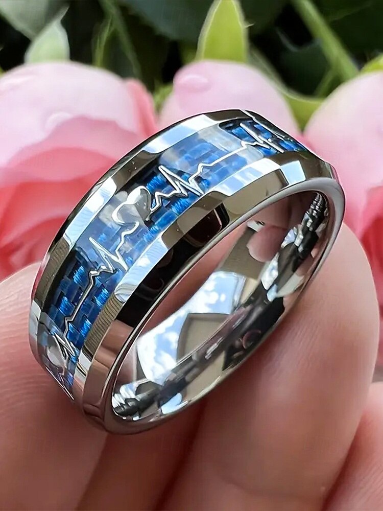 anello da uomo in acciaio inossidabile con battito cardiaco e design a cuore, disponibile in più colori: perfetto per San Valentino e per l'uso quotidiano del 2026 a $7.99 –P8