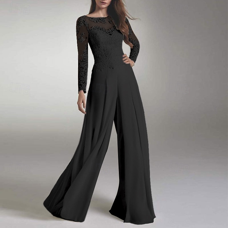 Φό Dresses Παραλιακό Γάμο Αίθουσα Casual Γάμο Φόρεμα Ζώνες Ψευδαίσθηση Λαιμό Μακρύ Μανίκι Έδαφος Μήκος Δαντέλα Γάμου Με Εφαρμογές 2026 - $149.99 –P1