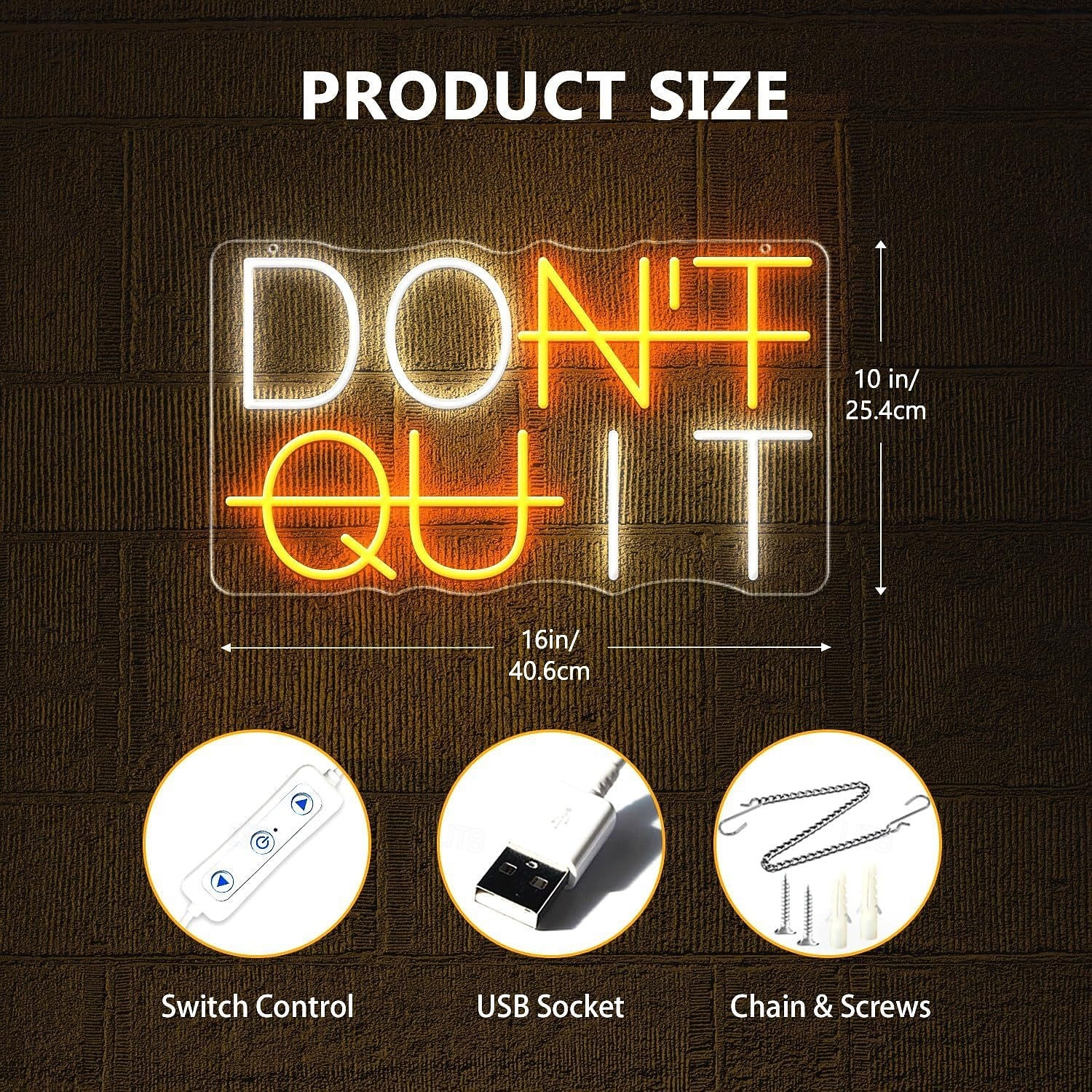 Неоновая вывеска «Не сдавайся» для украшения стен, с регулировкой яркости, питанием от USB, подходит для использования в помещении, спальне, гостиной, столовой, на вечеринках, в качестве светодиодной 2026 - $34.99 –P2