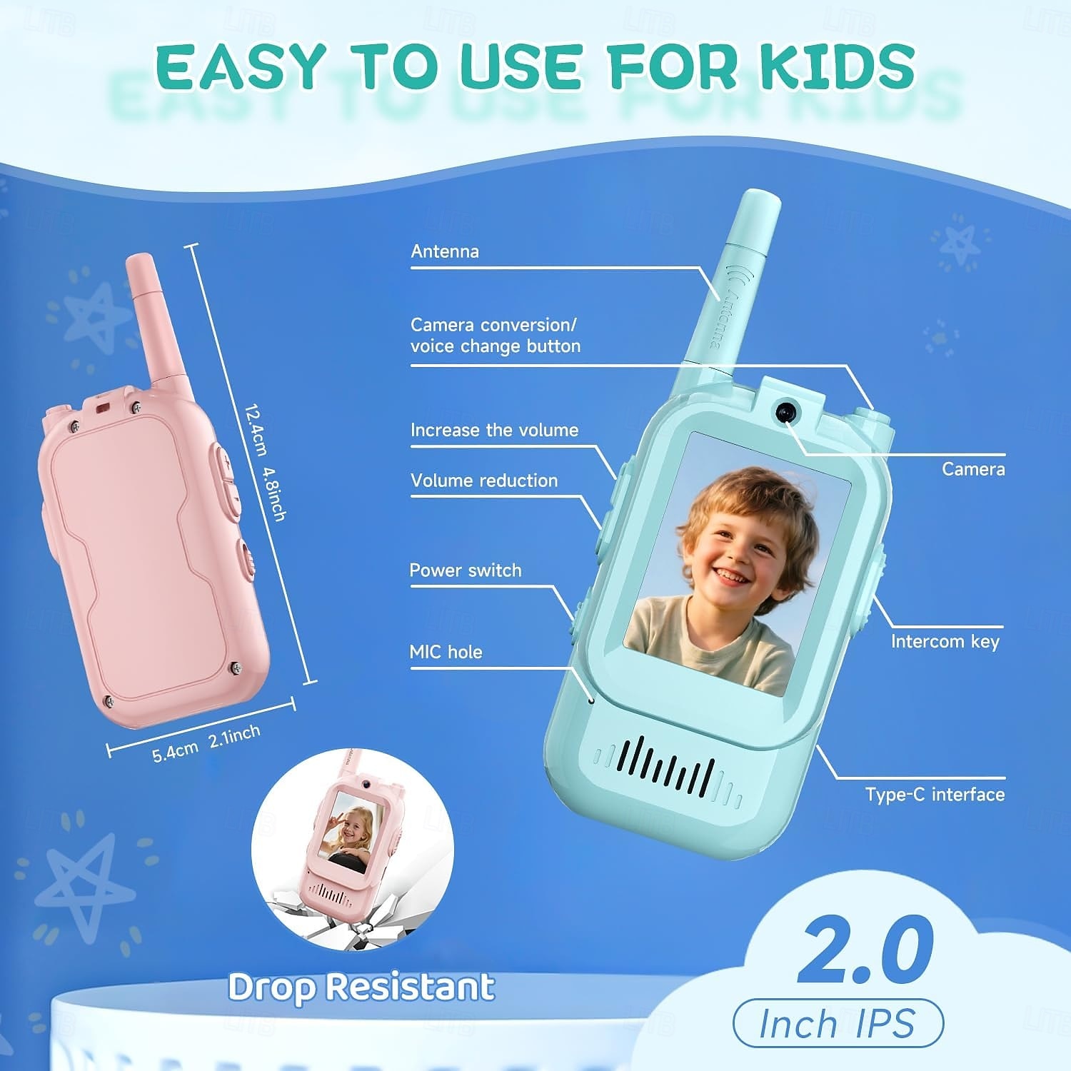 2.0-inch Screen Kids Walkie-Talkie Real-Time Video Voice-Changing Chat Indoor/Outdoor Toy Ideal for Family Games Outdoors Camping Hiking 2026 - $48.99 –P6