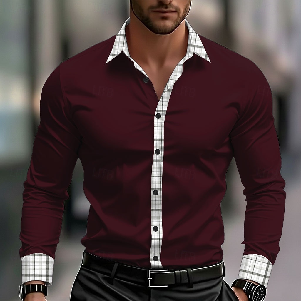 Miesten Geometrinen Ruudukko / Plaid Paita Button Up paita Rento kauluspaita Pitkähihainen Muoti rento ulko- Arkikäyttö Kevät Syksy Sänkyjen avaus 3D-tulostus kauluspaidat Sininen Musta Valkoinen 2026 - $27.99 –P5