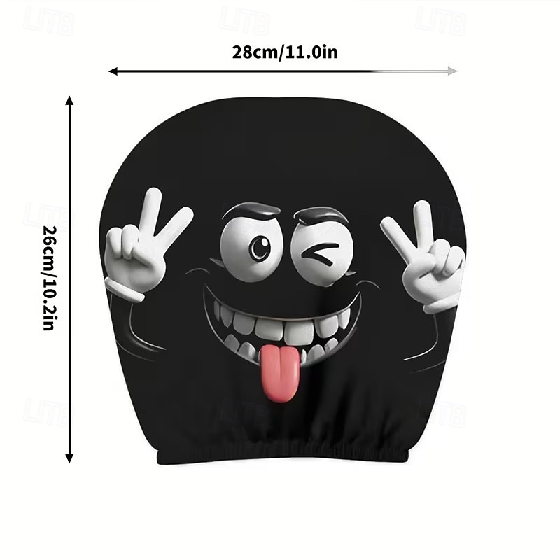 2pcs Cartoon Big-Eyed Face Printed Car Headrest Covers, Interior Decoration, Universal Fit, Washable, Easy to Install, Suitable for Long Trips Or Road Trips, Perfect Quirky Car Decoration 2026 - Kč154 –P34