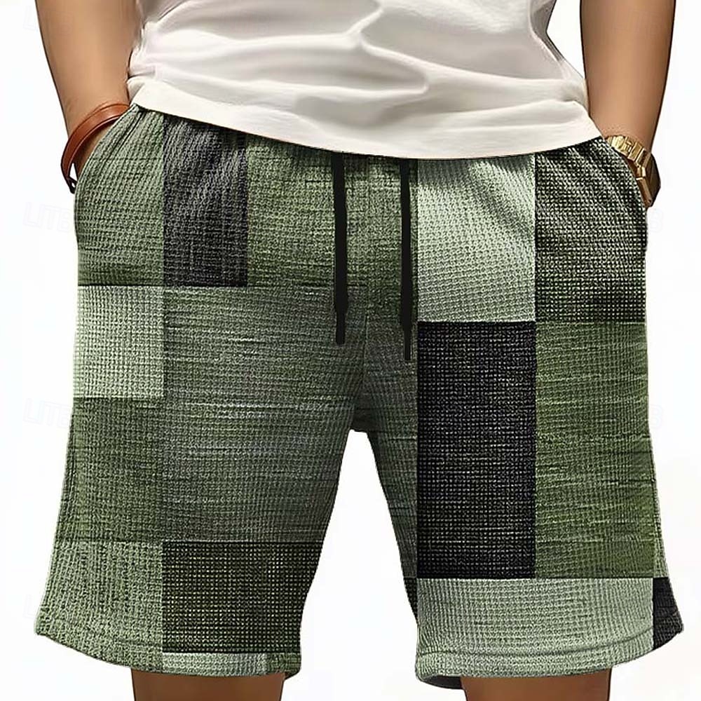 Per uomo Geometrico Blocco di colori Patchwork Pantaloncini Waffle Pantaloncini da tuta Pantaloncini casual Misura del girovita medio Moda Casual Vacanza Jogging Allenamento Testurizzato Coulisse del 2026 a $22.99 –P3