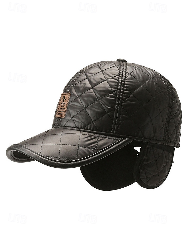 Pánská baseballová čepice z umělé kůže se skládacími klapkami na uši, dostupná v několika barvách, ideální do chladného počasí a na běžné nošení 2026 - $11.99 –P6