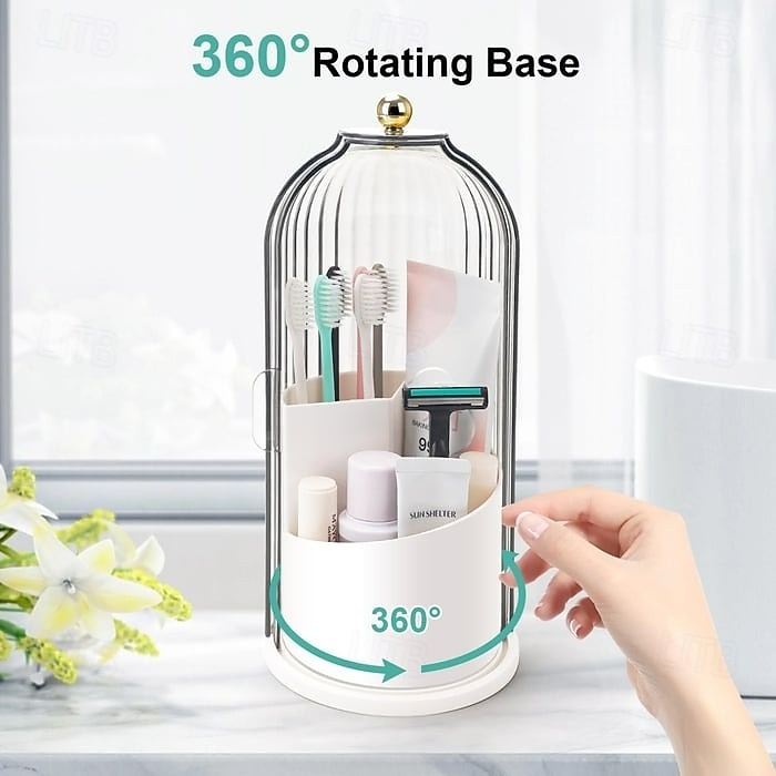 Porte-brosses à dents anti-poussière avec couvercle, boîte de rangement pour pinceaux de maquillage pour coiffeuse, porte-stylos en forme de cage à oiseaux et étagère de rangement, organisateur de 2026 ? $19.99 –P5