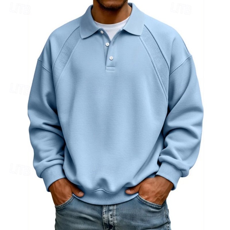 Herren Polo Poloshirts Lässig Straße Revers Langarm Basic Modern Einfach Knöpfe Frühling Herbst Normale Passform Blau Schwarz Weiß Hellgrün Rote Marineblau Polo 2026 - $28.99 –P1