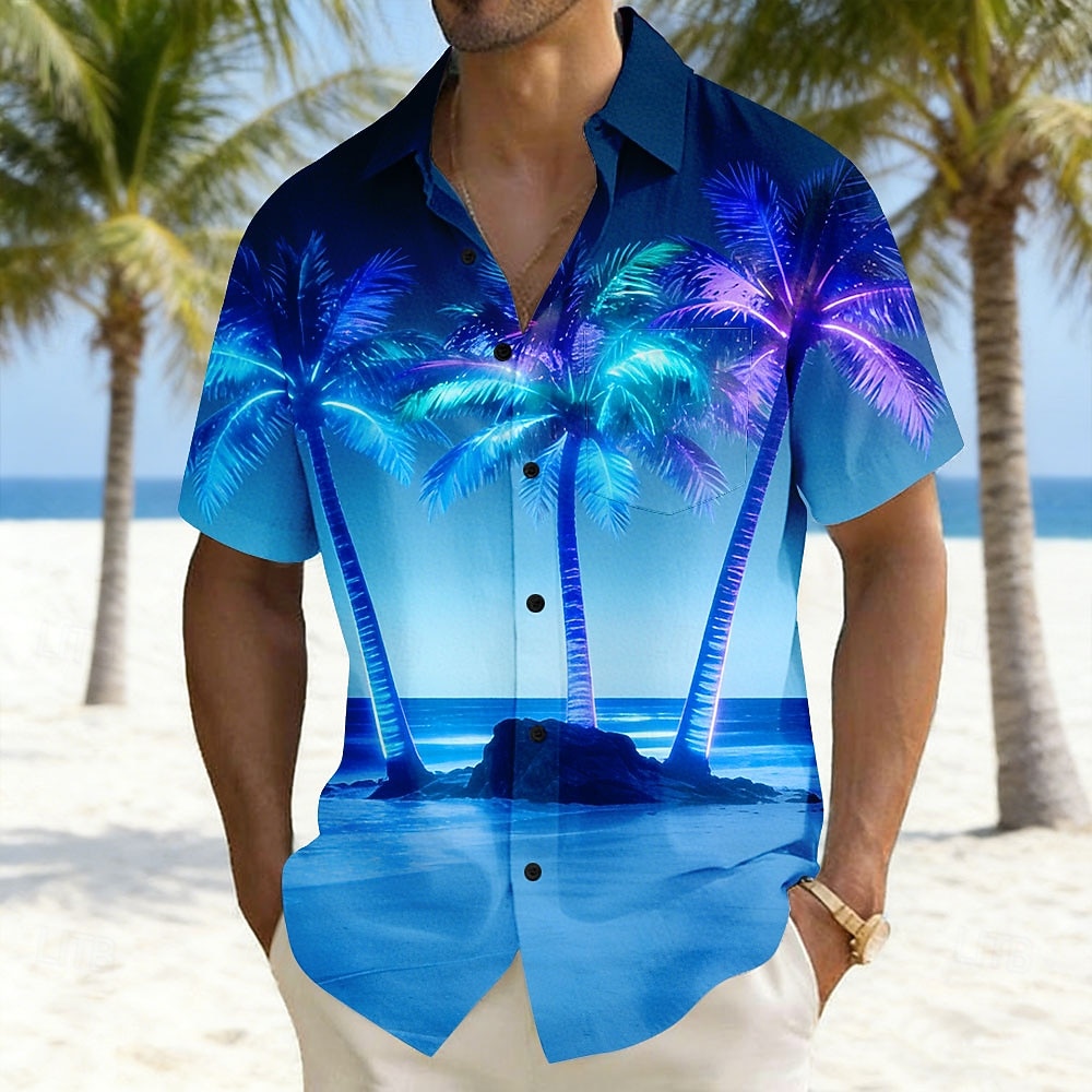 Per uomo Albero di Cocco Paesaggio Piante Tropicali Camicia Camicie hawaiane Camicia Aloha Manica Corta Hawaiano Vacanza Ferie Estate Collo ripiegato Stampa 3D Una tasca anteriore Camicia tipo lino del 2026 a $25.99 –P2