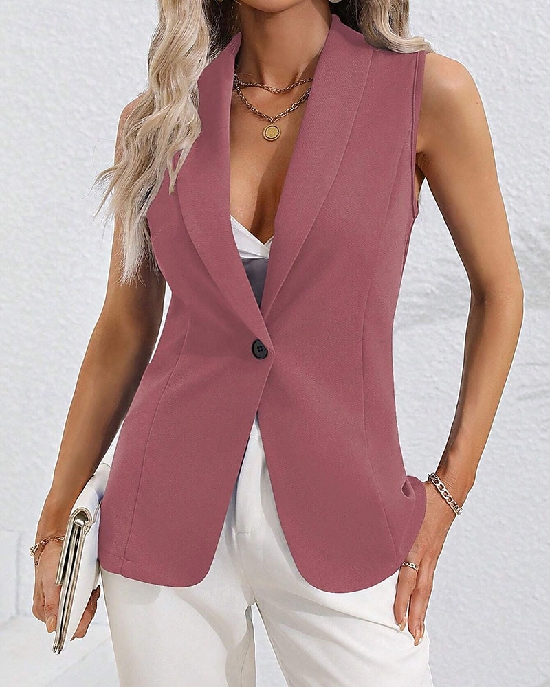 Women's Jacket Vest Windproof Warm Patchwork Elegant Fashion Casual Plain Daily Outdoor Street Regular Turndown Regular Fit Sleeveless Outerwear Black White Dark Pink Spring Fall 2026 - $25.99 –P8