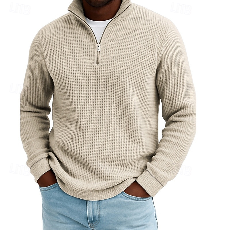 Férfi Gofris pólóingek Texturált Szabadtéri Hétköznapi Negyed irányítószám Hosszú ujj Divat Modern Tömör szín Texturált Kötött Ősz Tavasz & Ősz Ősz & tél Normál Sötétbarna Bor Fekete Fehér 2026 - $24.99 –P11