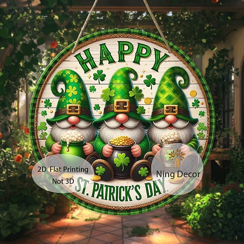 St Patrick's Day Leprechaun Wooden Welcome Sign (7.87 Inches X 7.87 Inches) - Festive Shamrock And Golden Pot Design Versatile Indoor/Outdoor Decoration 2026 - $12.49 –P2
