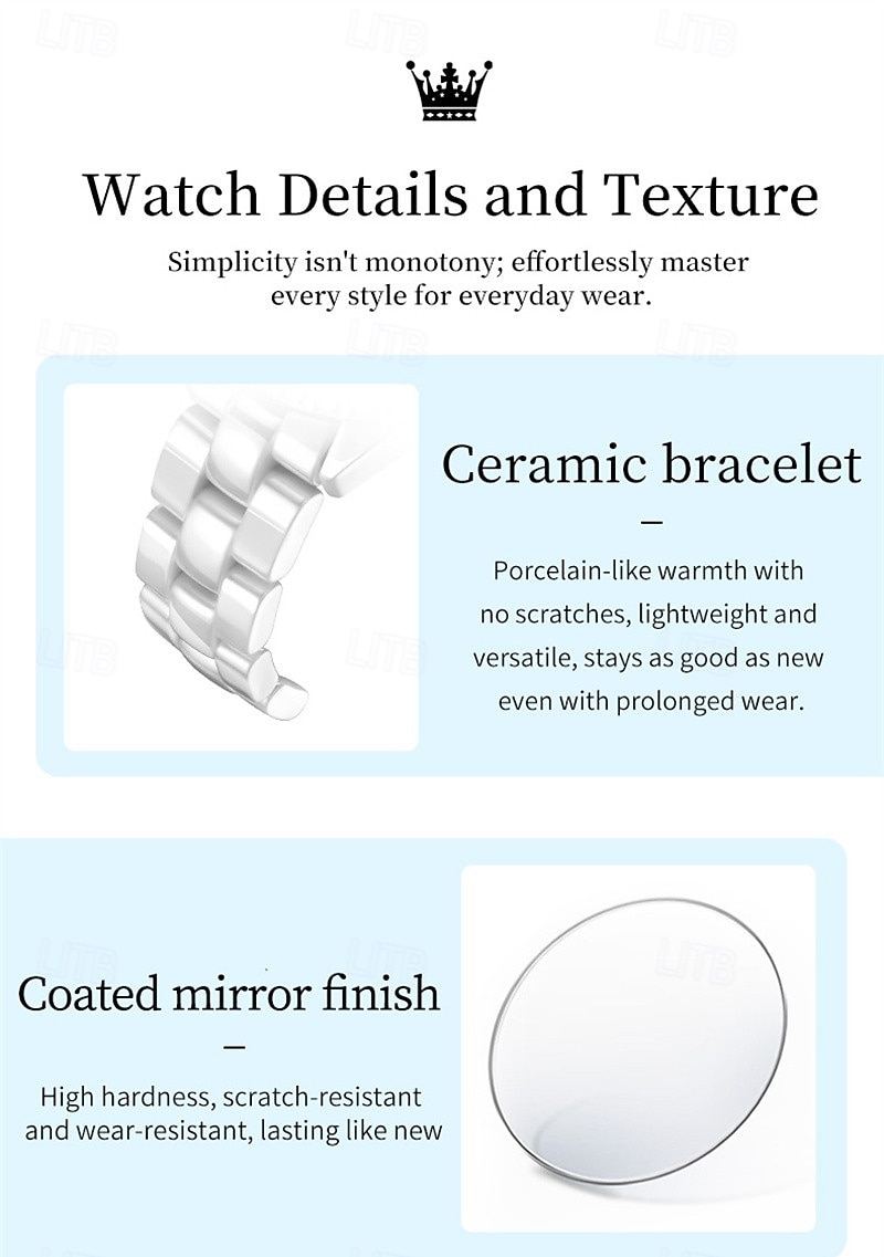 2026年 新しいOlevsの母の日ギフトは、ルミナス針とデジタル表示のホワイトセラミック 韓国版学生用クオーツ時計カジュアル防水腕時計のファッショナブルで高級な時計です  コレクション – $61.99 –P4