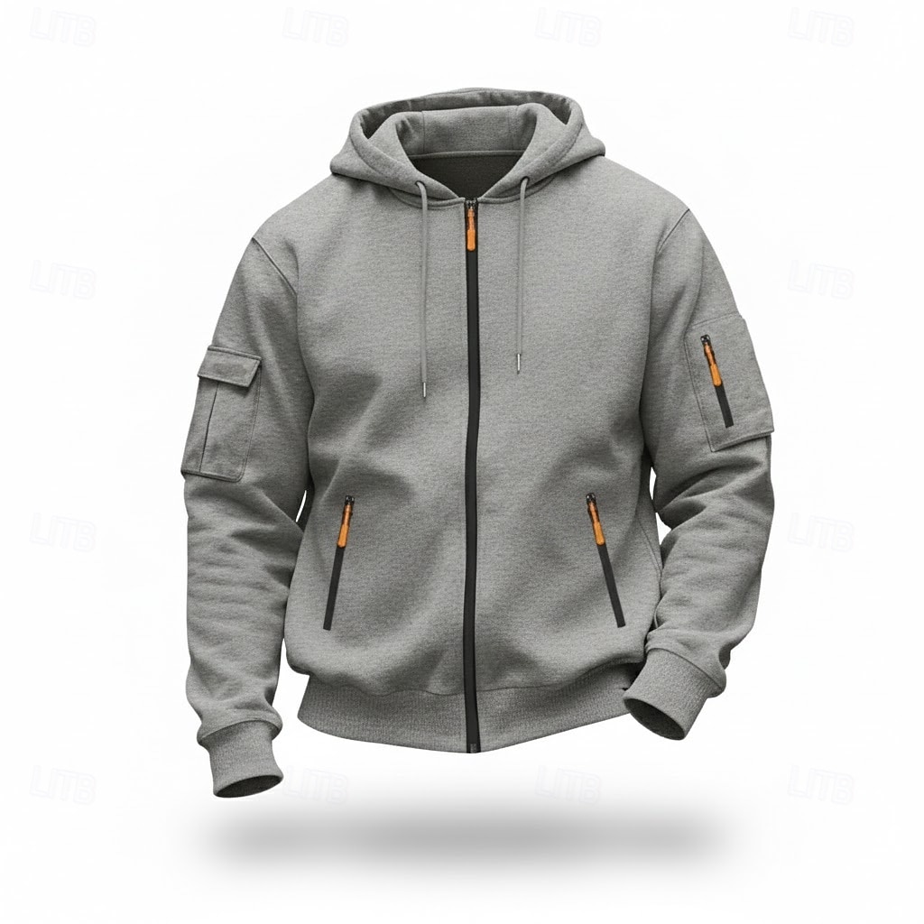 Pánské Kapuce Mikina s kapucí na zip Fleecová mikina Černá Námořnická modř Velbloudí Světle šedá Tmavě šedá Kapuce Bez vzoru Slátanina Sporty a outdoor Denní Dovolená Polyester Šik ven Základní Na 2026 - $29.99 –P9