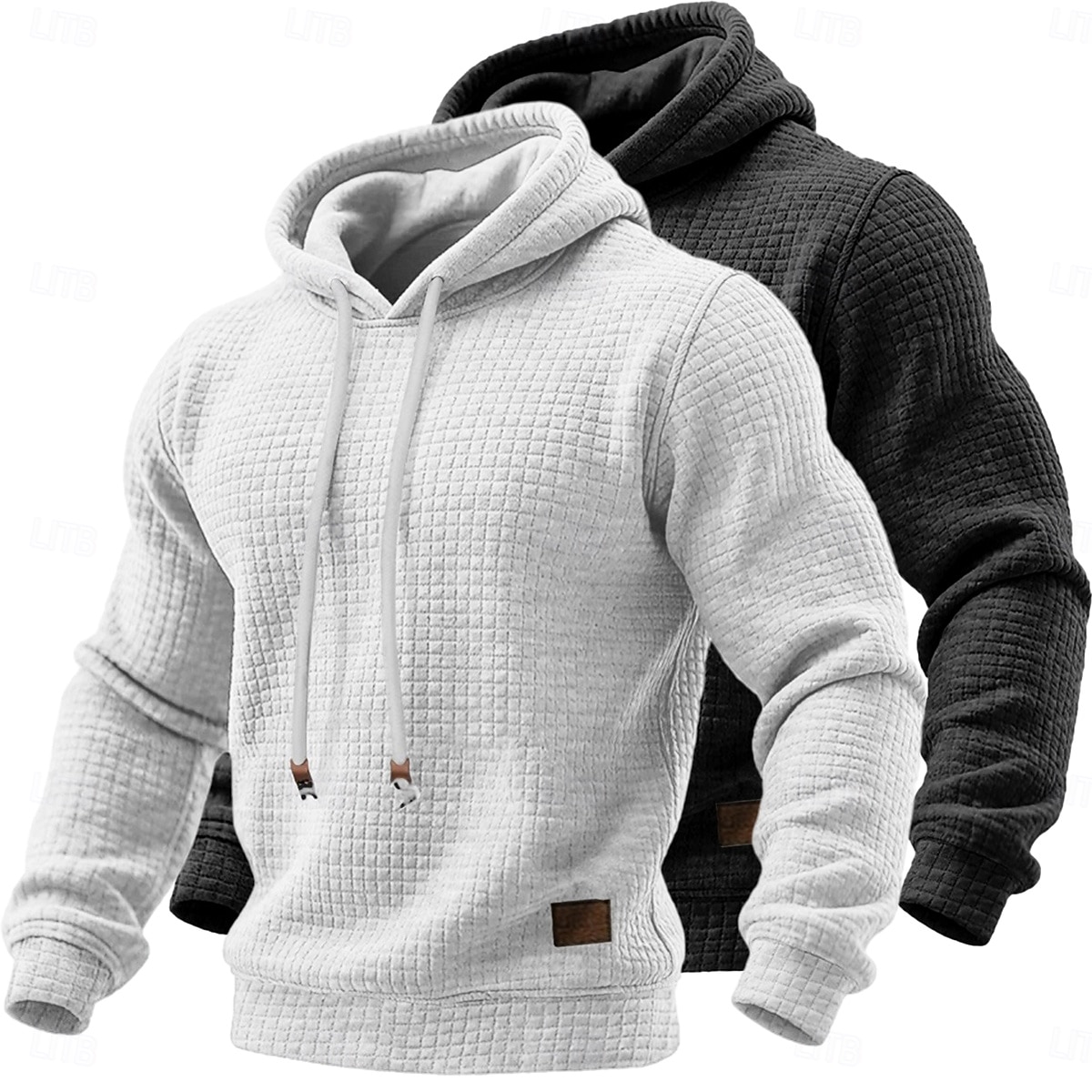 Hombre Sudadera Sudadera con capucha y diseño de gofres Pull-over Blanco+Gris Oscuro Con Capucha Plano Bolsillo canguro Con Texturas Casual Diario Deporte Ropa de calle Fresco Ropa deportiva Otoño 2026 - $34.99 –P4
