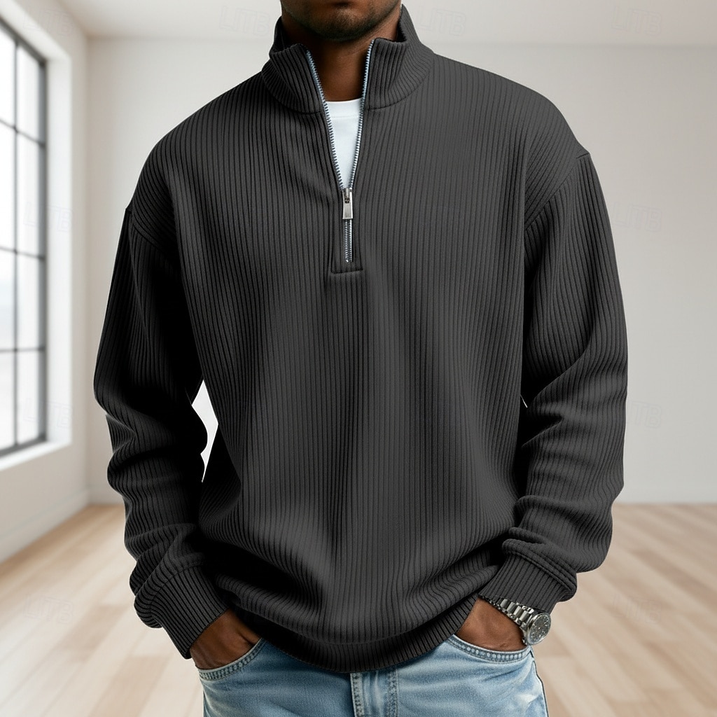 Per uomo Camicia di Velluto a Coste Maglietta Manica Lunga Zip a un quarto Autunno Primavera & Autunno Tinta unica Moda Moderno Casual Con zip Caldo Casuale All'aperto Casual Nero Blu scuro Grigio del 2026 a $25.99 –P3