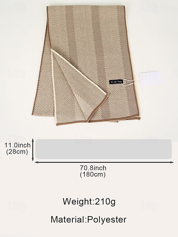 мужской вязаный шарф с узором «ёлочка» — мягкий и стильный, многоцветный, идеально подходит для зимы и повседневной носки 2026 - $14.99 –P8