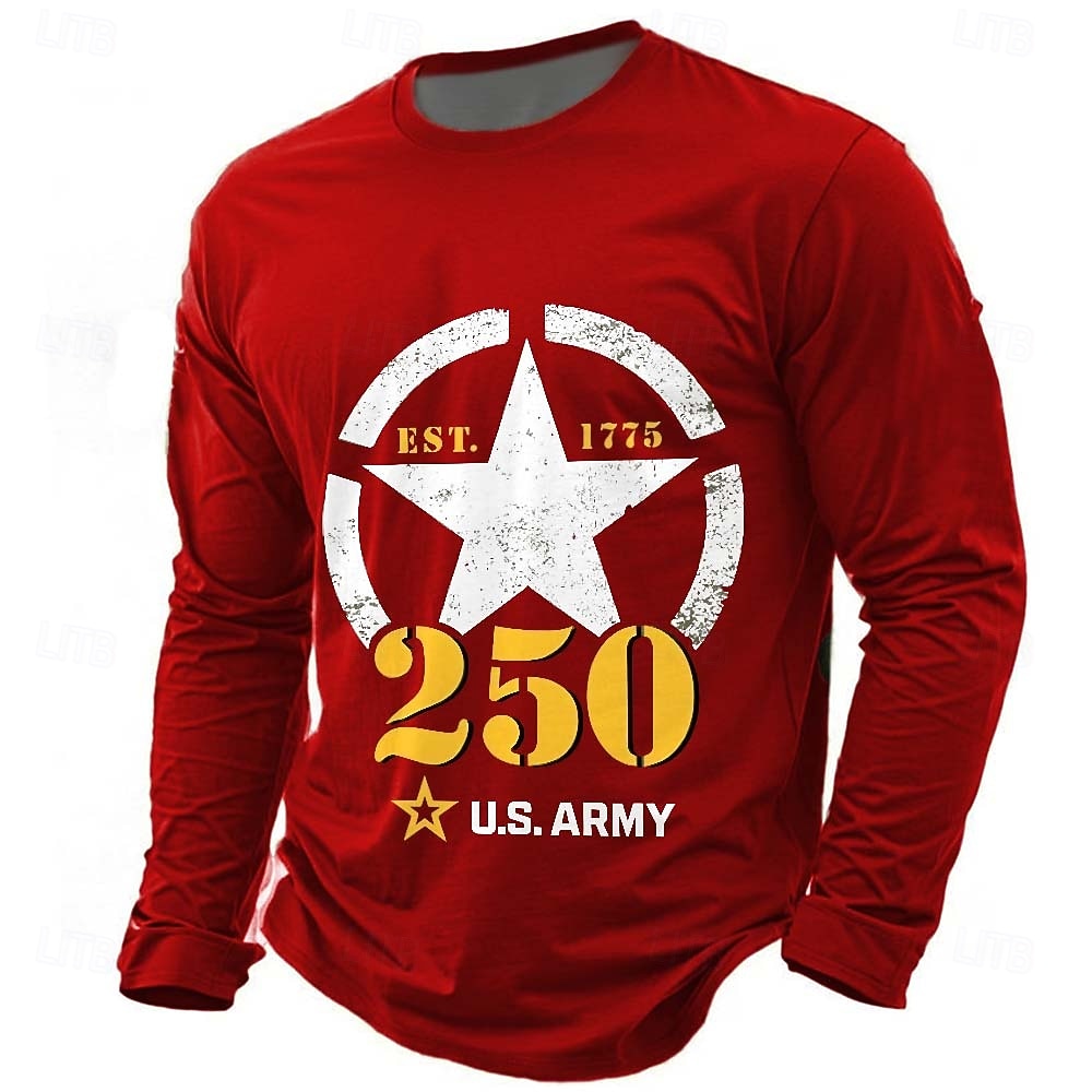 4. Juli 2026 250. Jahrestag Memorial Day Herren 3D Druck US-Flagge Crew Neck Langarm T-Shirt Freizeit Tagesstraß 2026 - $23.99 –P3