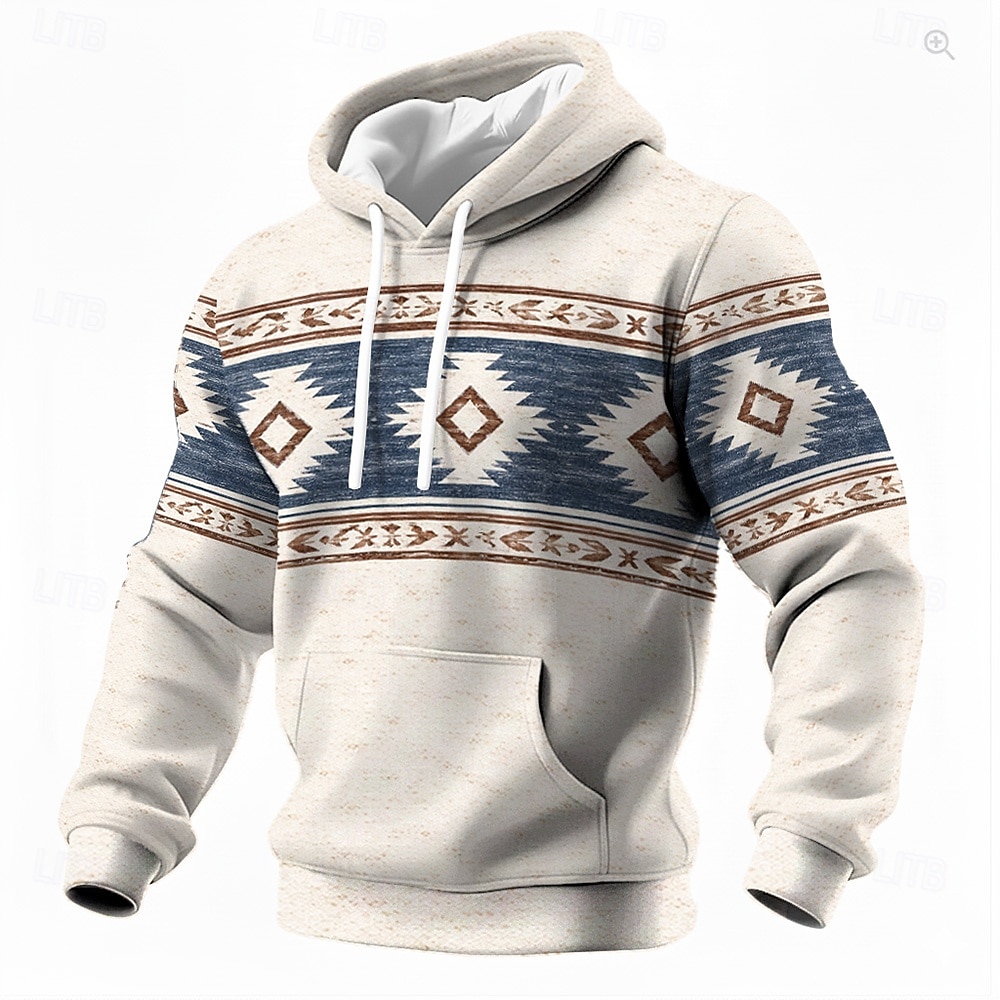 Hombre Plaid Tribal Sudadera Étnico retro de la vendimia Manga Larga Cuello Barco Exterior Ropa de calle Bleu Ciel Verde Claro Beige Correa Otoño Invierno Diseñador S M L XL XXL XXXL 2026 - $26.99 –P1