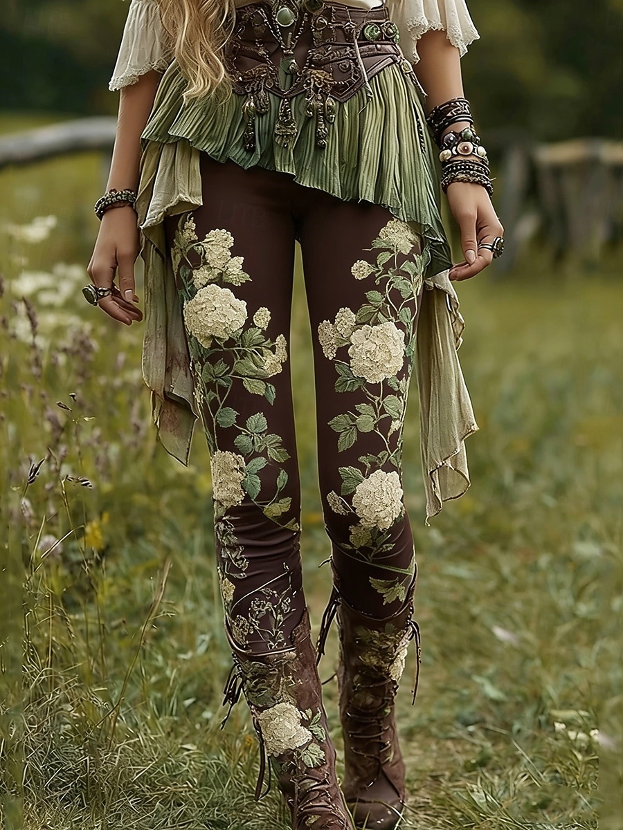 Per donna Leggings Leggings comodi Vacanza Vintage Casual Lunghezza intera Vita Alta Floreale Grafico Stampa Comodità Confortevole Alta elasticità Casuale Quotidiano Vacanza Marrone scuro Marrone del 2026 a $20.99 –P1