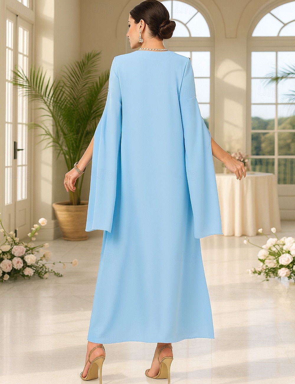 A-Line Floor Length Formal Dresses Evening Gown Mother of the Bride Dress Long Sleeve Scoop Neck Elegant Vintage Party with Beading 2026 - $76.99 –P2