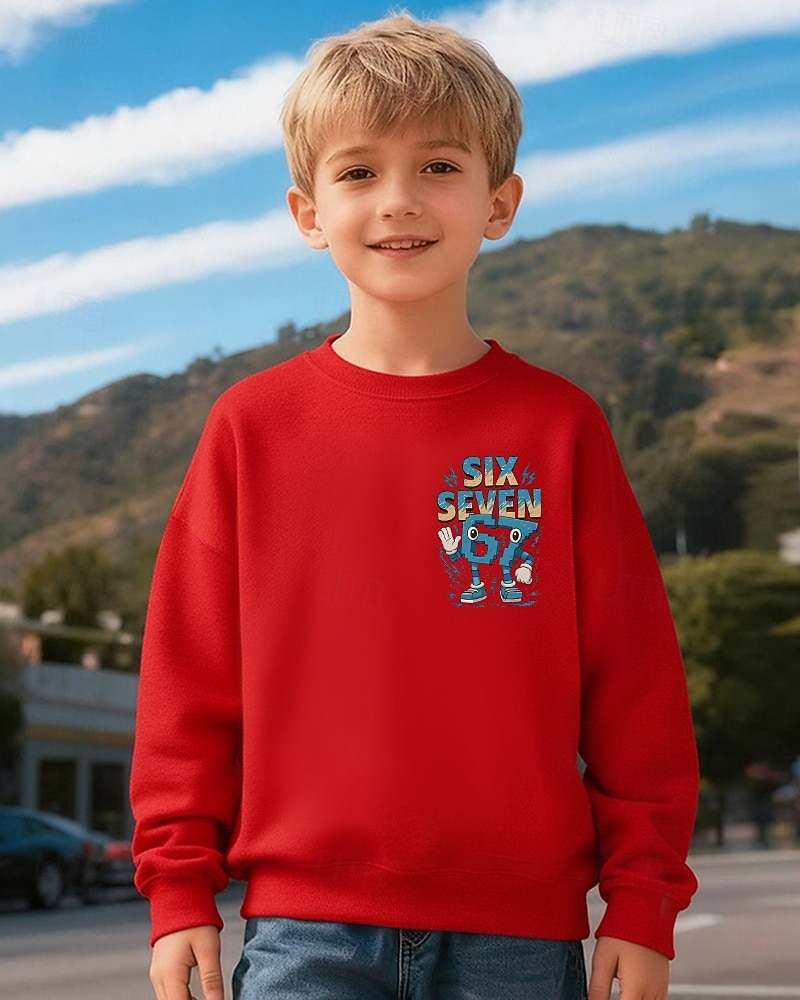 Unisex Boys' 3D Graphic Funny Slang 67 Sweatshirt Pullover Long Sleeve 3D Print Spring Fall Active Fashion Streetwear Kids 4-12 Years Crew Neck Casual Daily Outdoor Regular Fit 2026 - $18.49 –P6