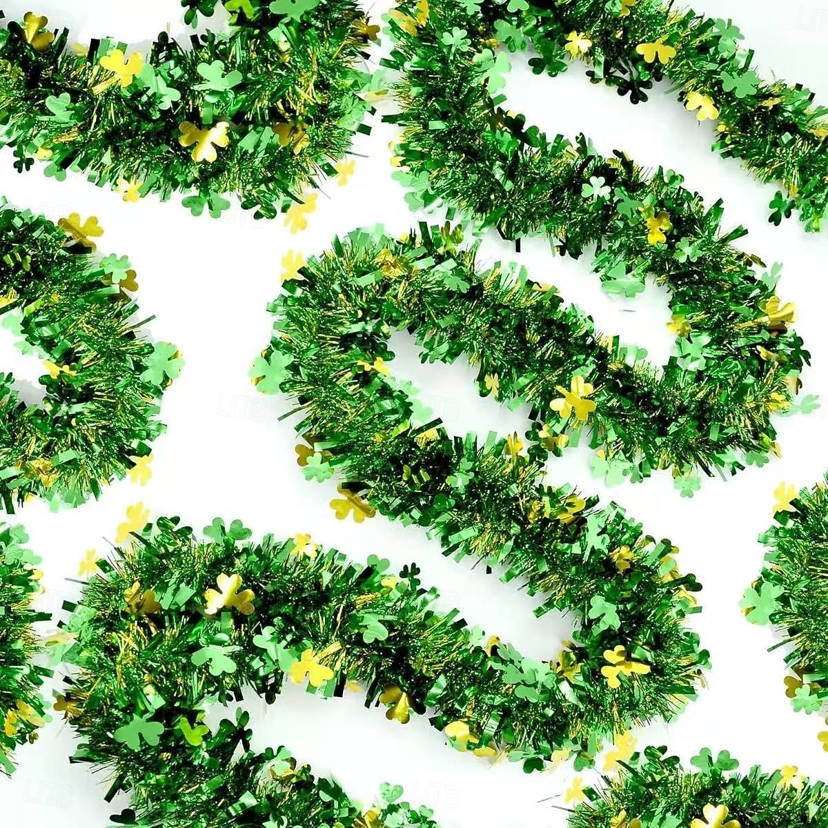 7,6 metrin pituinen hopealankaköynnös Pyhän Patrickin päivänä (4 kpl, yhteensä 8 m), apilanvihreä &kultafoliomuovisisustus, irlantilainen festivaalijuhla, kodinsisustus 2026 - $15.99 –P2