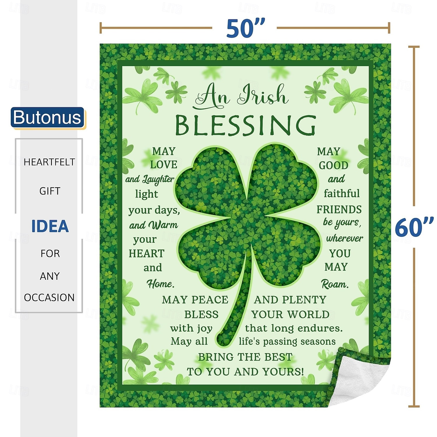 St. Patrick's Day Irish Gifts for Women & Men, SLÁINTE Irish Blessing Blanket, Thoughtful Saint Patrick's Day Gift, Celtic Blessing Present, Unique Irish Décor. 2026 - $24.99 –P2