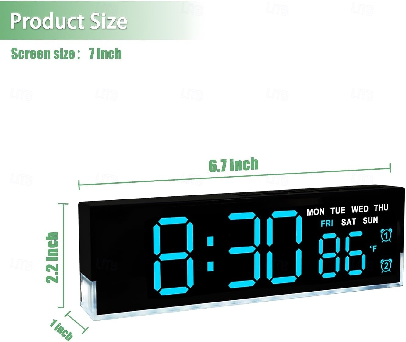 nowoczesny cyfrowy budzik LED z dwoma alarmami &miękkie dolne światło, wyświetla czas, datę, dzień tygodnia, temperaturę, 3-stopniowa automatyczna/ręczna jasność, zegar biurkowy zasilany bateryjnie 2026 - $22.99 –P1