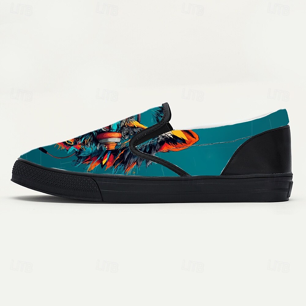 Śliskie buty na Mardi Gras dla mężczyzn z mistycznym wzorem zwierzęcym – fantazyjny design na karnawał festiwale i modny styl uliczny 2026 - $42.99 –P4