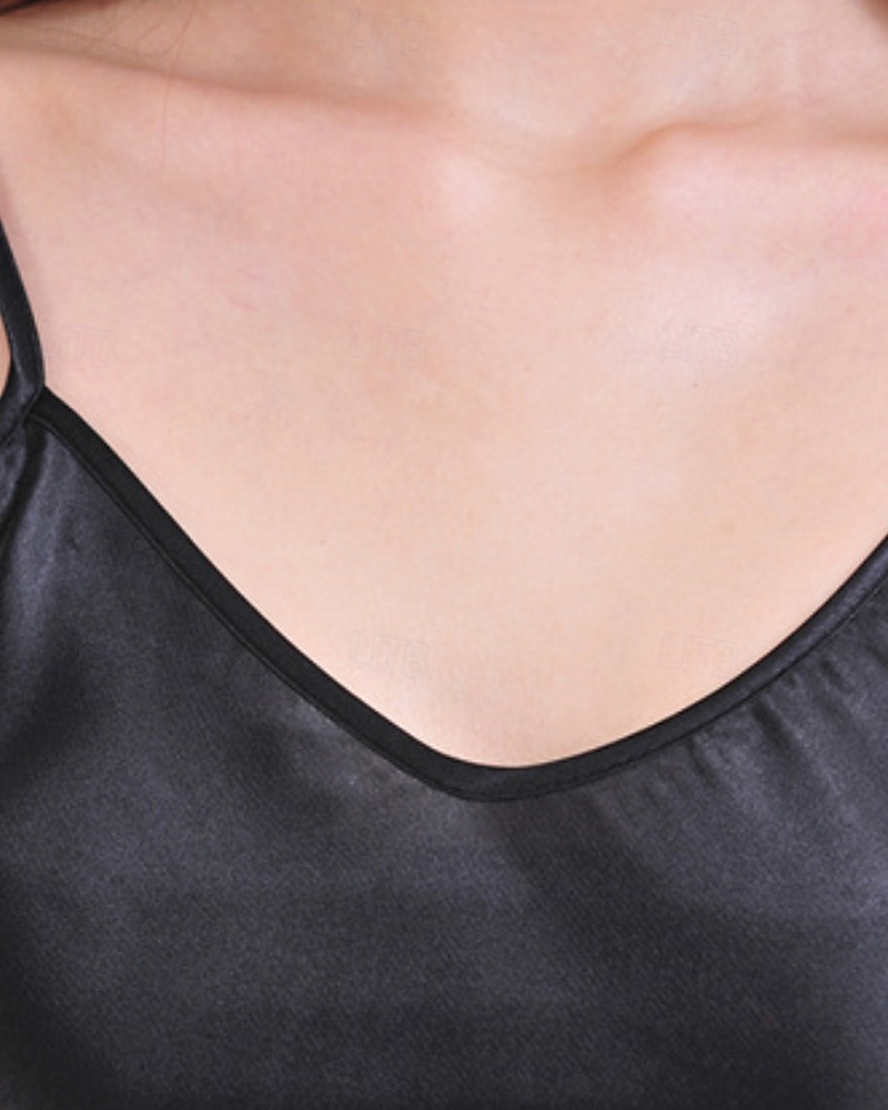 Mujer Bata de noche Casual Suave Satén Color puro Espalda al Aire Vestidos Diario Hogar Cama Sin Mangas Correas Azul cielo Negro Amarillo Rojo Morado Verano Delgado 2026 - $22.99 –P4