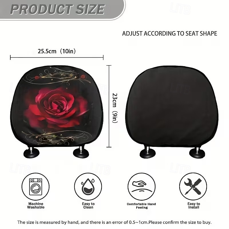 2pcs Cute Flower Love Heart Print Headrest Covers, Valentine's Day Heart-Eyed Girl Car Headrest Protector, Interior Decor, No Filling, Easy to Install and Wash, Suitable for Long-Distance Travel Naps 2026 - $14.99 –P18