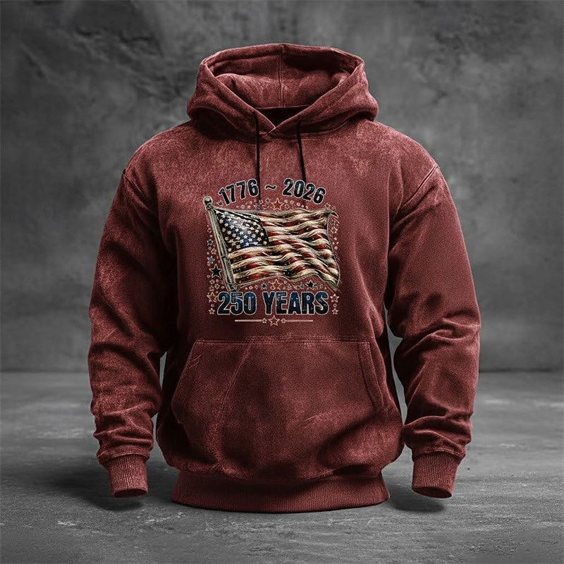 Herren Grafik Amerikanische US-Flagge Kapuzensweatshirt Pullover-Hoodie Bedruckter Hoodie Mode Streetwear Täglich Vintage-Retro Langarm Mit Kapuze Outdoor Streetwear Urlaub Rote Braun Grün Dunkelgray 2026 - $31.99 –P3