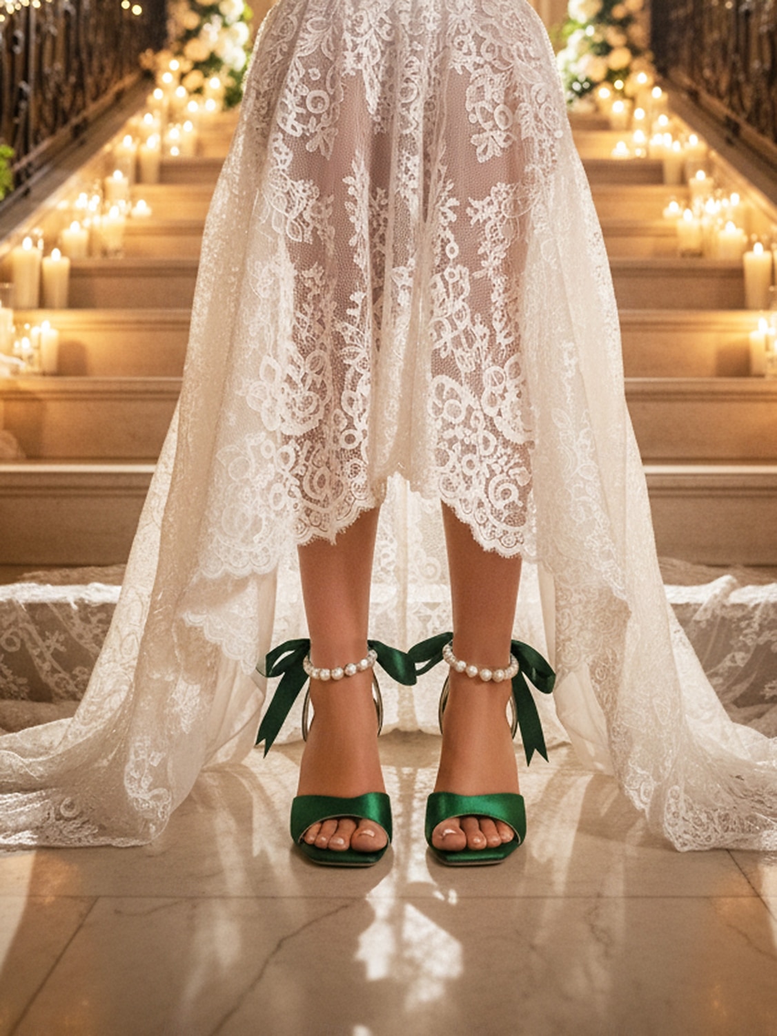 Damskie fioletowe satynowe szpilki ślubne z perłowym paskiem wokół kostki i kokardką, eleganckie sandały ślubne z odkrytymi palcami dla panien młodych, luksusowe buty na wysokim obcasie do ceremonii 2026 - $59.99 –P8