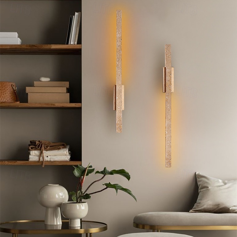 Applique da parete in travertino in stile nordico, lampada da parete lineare in pietra naturale, lampada da tavolo lunga, lampada da comodino minimalista, corridoio del soggiorno e della camera da del 2026 a $339.29 –P7