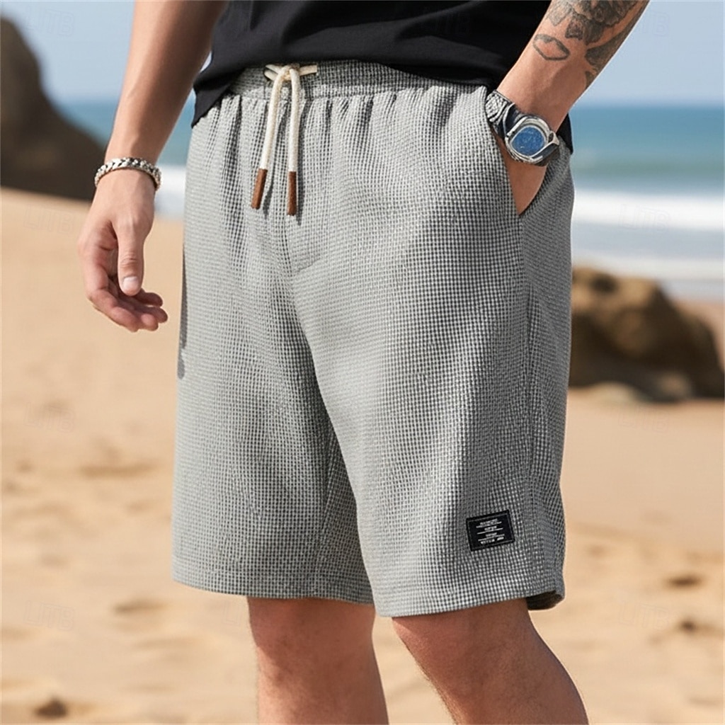 Per uomo Pantaloncini Waffle Pantaloncini Estivi Shorts da Spiaggia Pantaloncini casual Pantaloncini strutturati Coulisse Elastico in vita Tinta unica Comodità Lunghezza al ginocchio Quotidiano del 2026 a $18.99 –P11