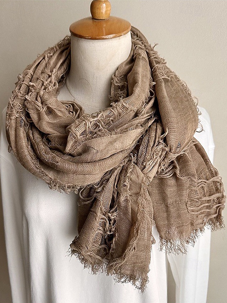 Naisten puuvilla-pellavahuivi hapsutetuilla tupsuilla – boheemi tyyli, useita värejä, kevyt ja mukava arkeen ja vapaa-aikaan 2026 - $14.99 –P5