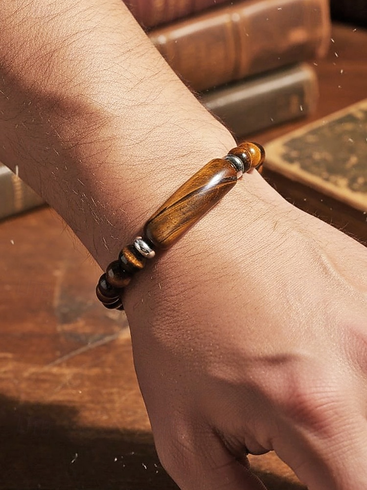 Bracelet pour homme en pierre naturelle, perles multicolores avec détails raffinés, idéal pour la Saint-Patrick et au quotidien, élégant et unique. de 2026 ? $11.99 –P5