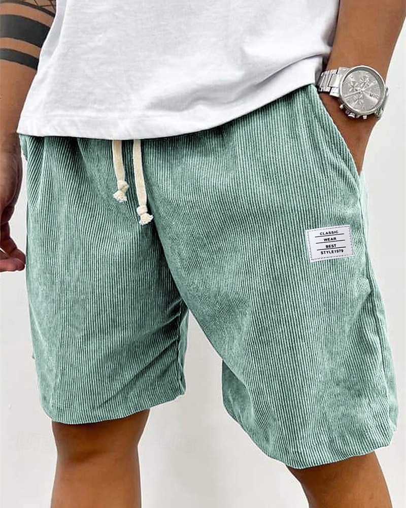Herren Shorts Freizeitshorts Cordshorts Tasche Elastischer Bund Einfach Komfort Atmungsaktiv Knielang Outdoor Urlaub Alltagskleidung Urlaub Mode Schwarz Weiß Mikroelastisch 2026 - $11.49 –P8