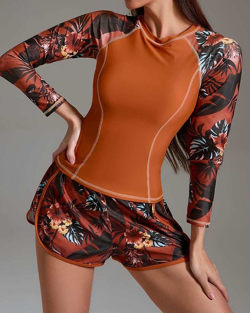 نسائي حماية ضد التحسس ثوب السباحة قطعتين استوائي إحزم خفيف جدا (UL) حماية UV مطاط كم طويل ملابس السباحة تزلج على الماء الربيع 2026 - $28.99 –P4