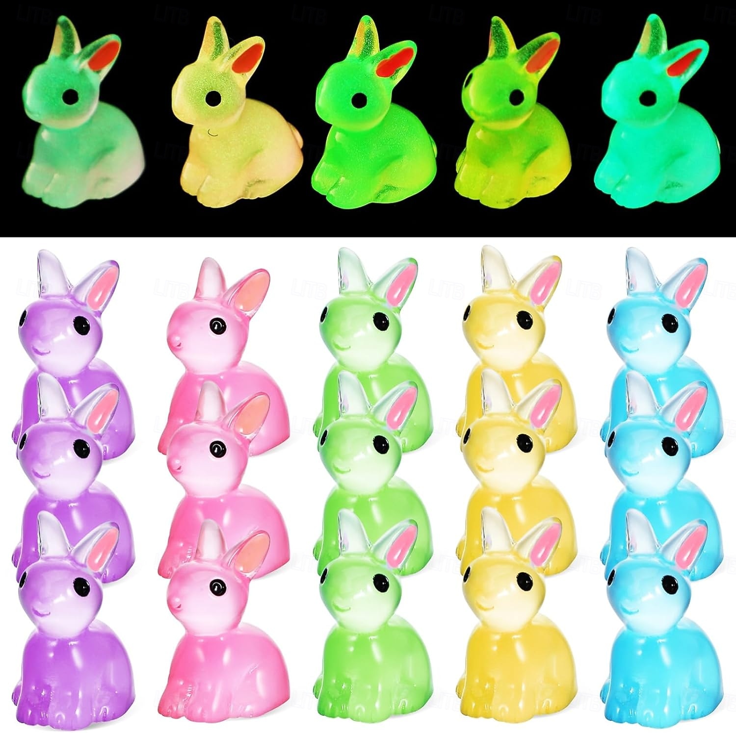 100 pezzi mini coniglietti pasquali in resina figure di conigli luminosi animali in miniatura ornamento per micro decorazioni da giardino delle fate riempitivi per uova di Pasqua bomboniere forniture del 2026 a $21.99 –P1
