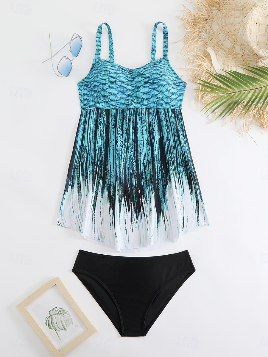Women's Tankini 2 Piece Swimsuit Palm Boy Leg Tummy Control High Waist Slim Backless Vacation Beach Wear Floral Sunflower V Neck Sleeveless Bathing Suits 2026 - $25.99 –P5