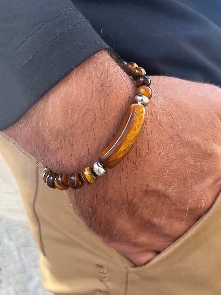 Bracelet pour homme en pierre naturelle, perles multicolores avec détails raffinés, idéal pour la Saint-Patrick et au quotidien, élégant et unique. de 2026 ? $11.99 –P4